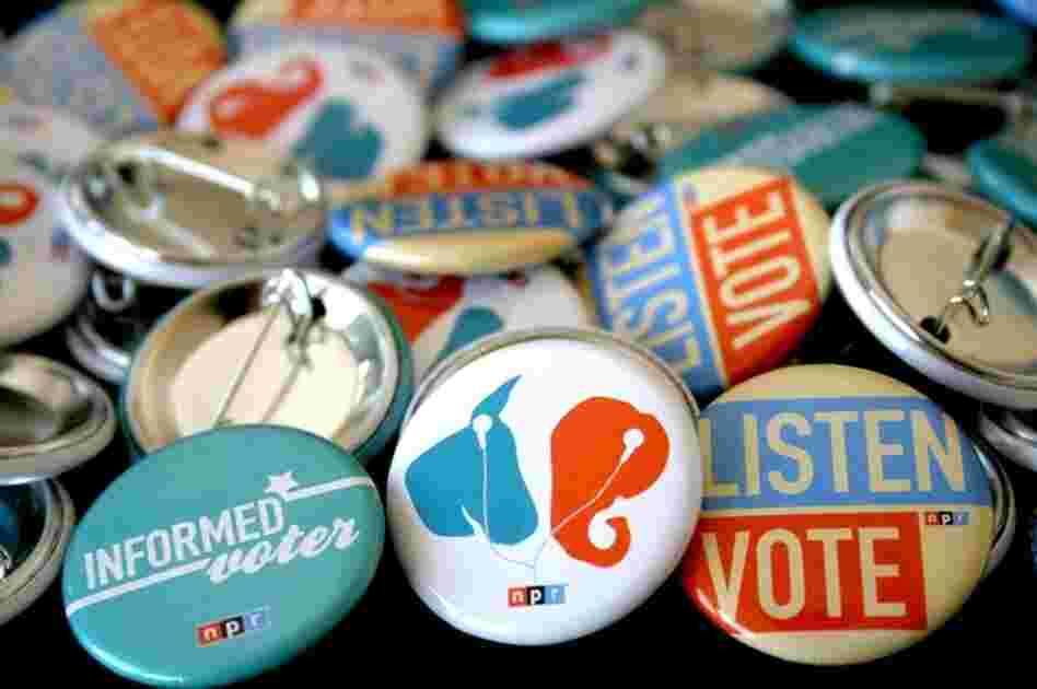 2012 NPR Election Buttons, available at NPR Member Stations (while supplies last).