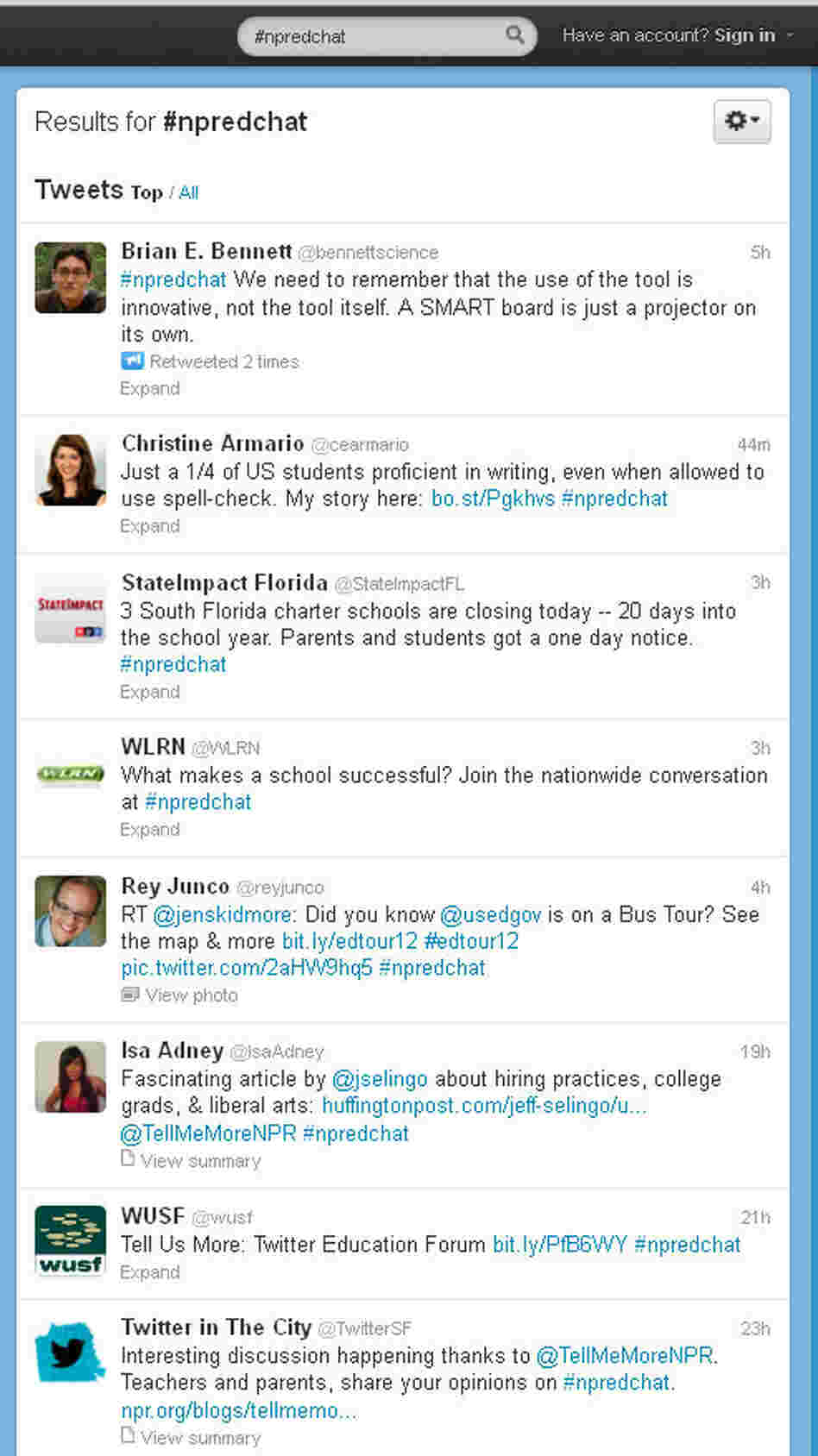 Be part of the conversation using #npredchat.