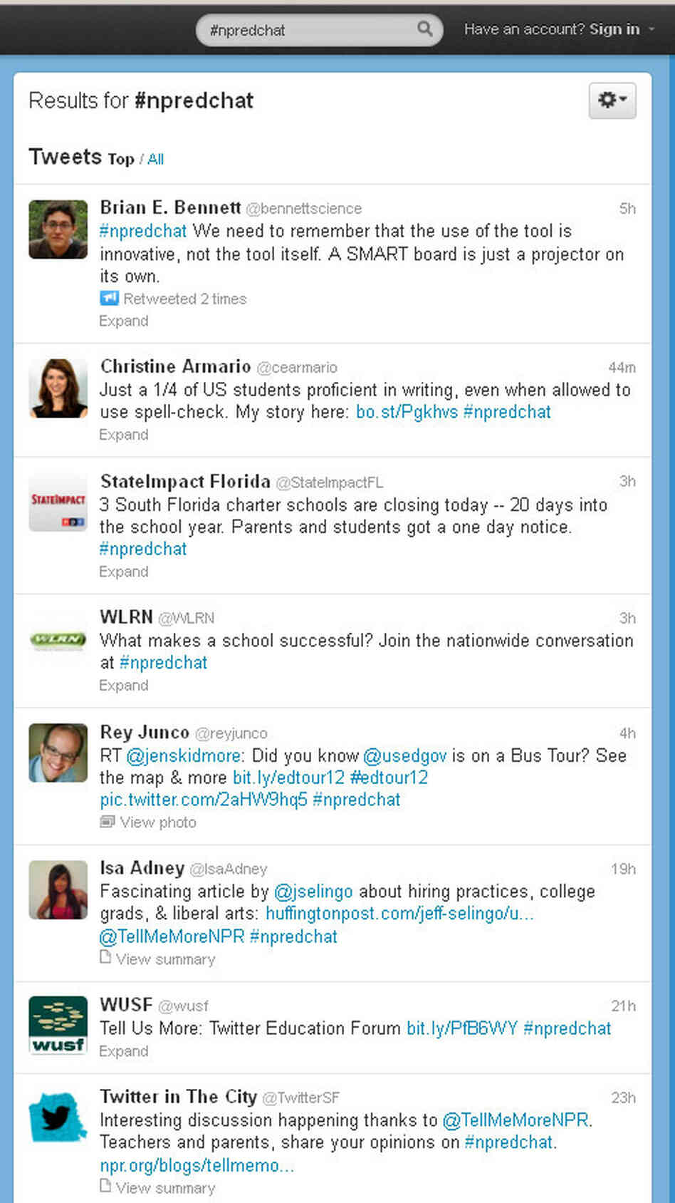 Be part of the conversation using #npredchat.