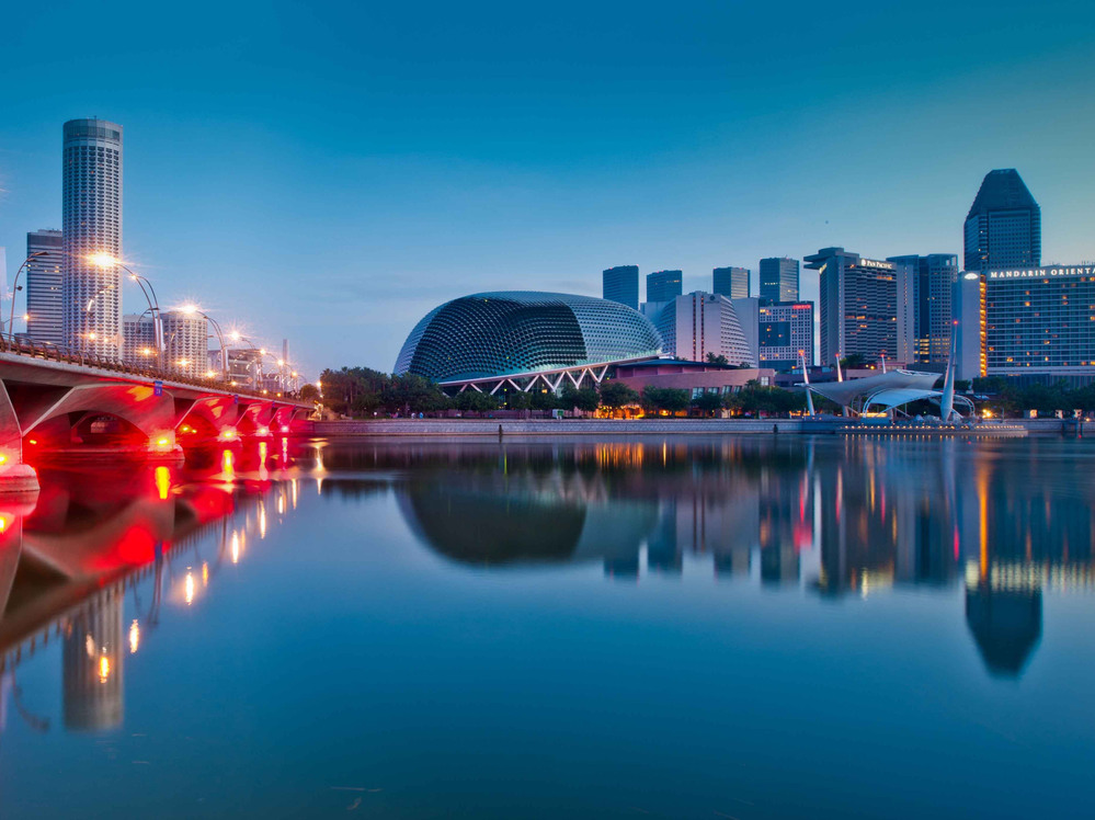 A reflection of the Marina Bay Esplanade in Singapore. The nation is increasingly seen as a corporate logistics hub and gateway to the region's emerging markets.