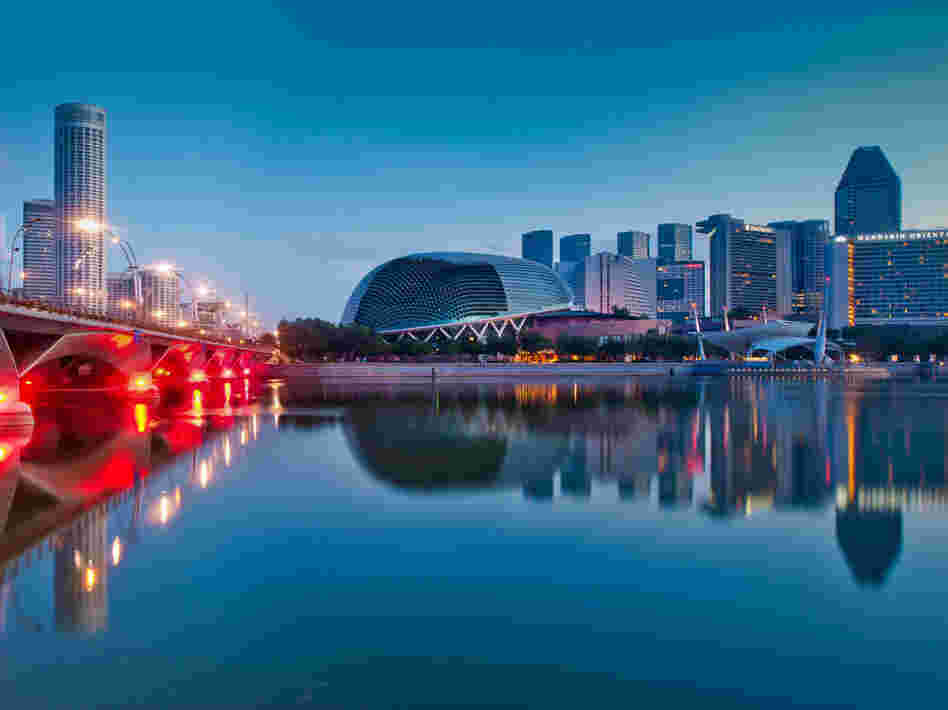 A reflection of the Marina Bay Esplanade in Singapore. The nation is increasingly seen as a corporate logistics hub and gateway to the region's emerging markets.