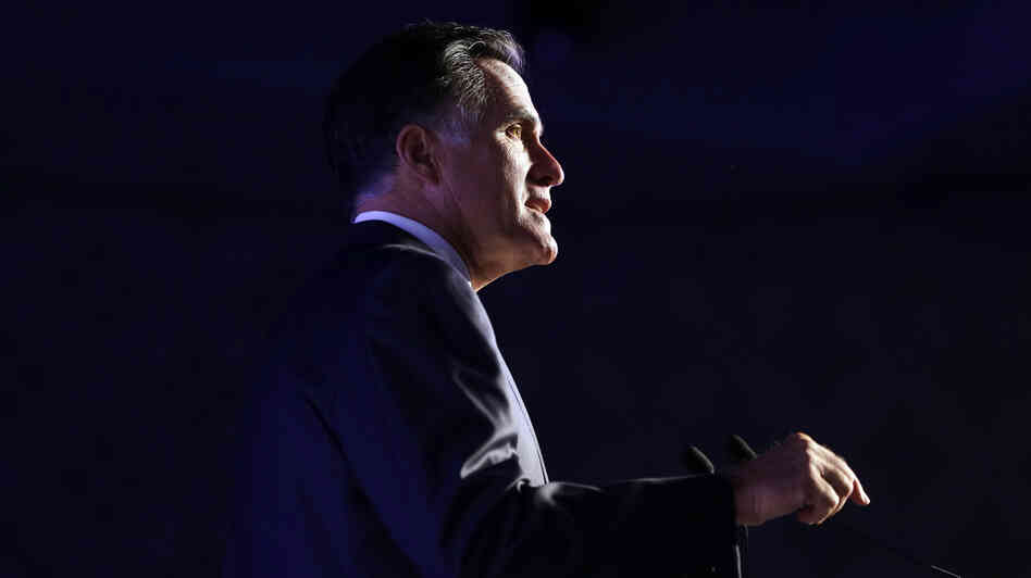 Republican presidential nominee Mitt Romney addresses the U.S. Hispanic Chamber of Commerce Monday in Los Angeles.