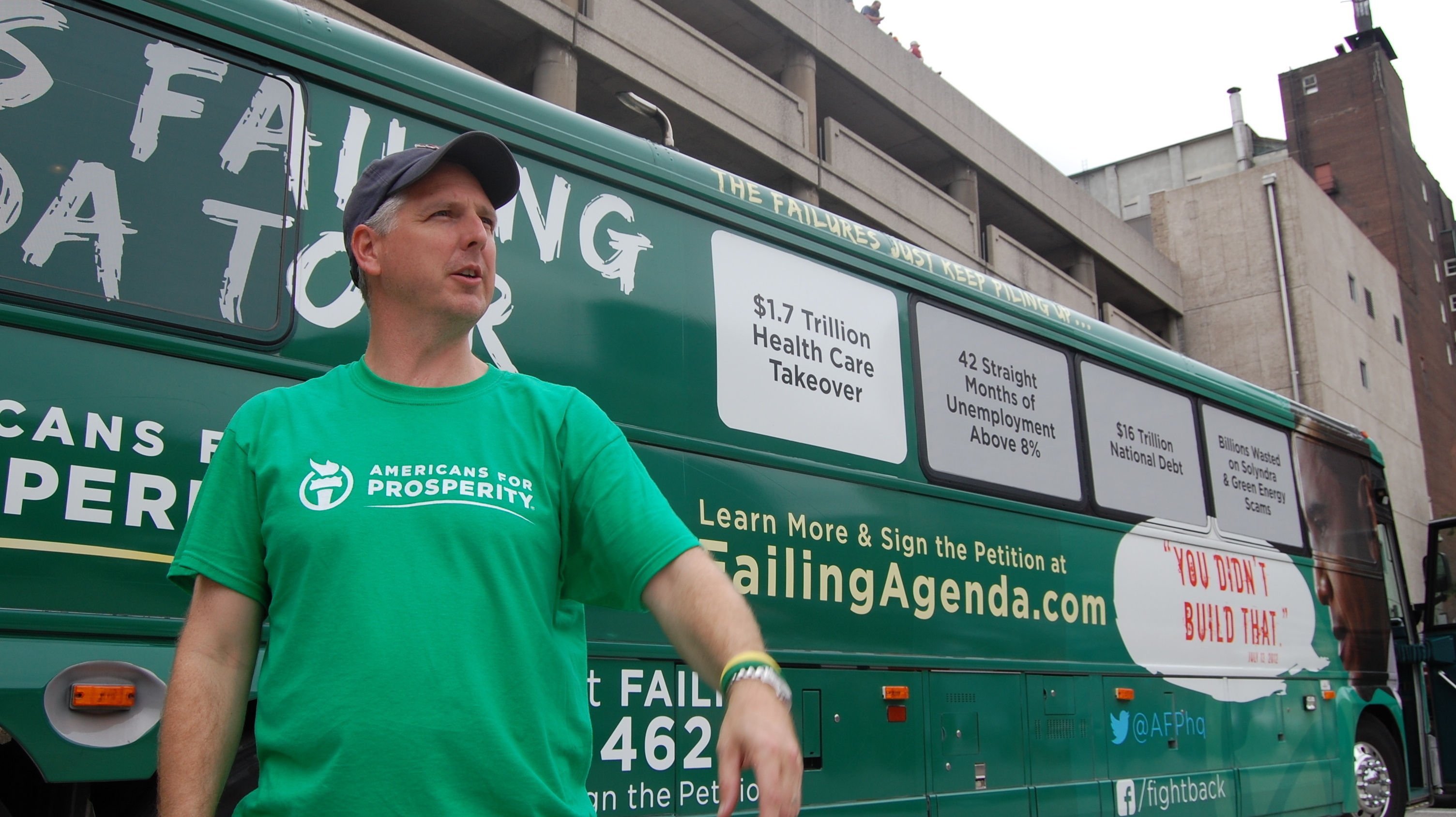 Patrick Werner, Missouri state director for Americans for Prosperity, outside the St. Louis Rams-Washington Redskins football game Sunday in St. Louis.