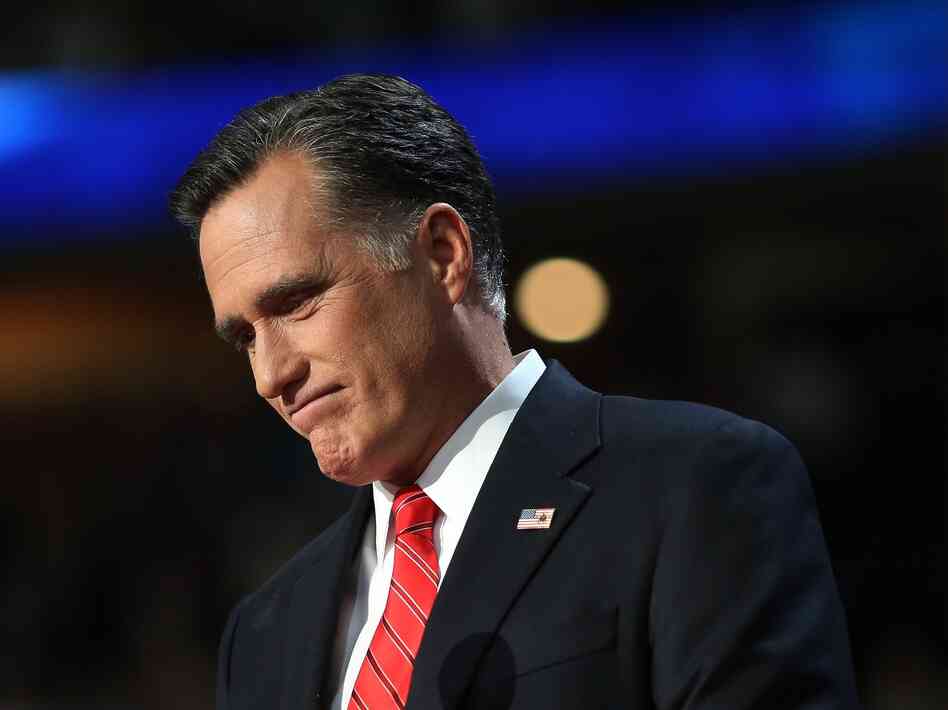 Republican presidential candidate, former Massachusetts Gov. Mitt Romney delivers his nomination acceptance speech during the final day of the Republican National Convention.