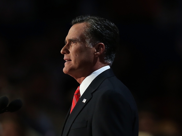 Republican presidential candidate, former Massachusetts Gov. Mitt Romney delivers his nomination acceptance speech during the final day of the Republican National Convention