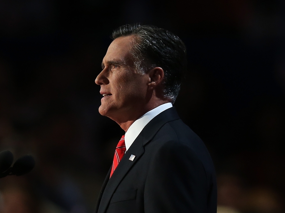 Republican presidential candidate, former Massachusetts Gov. Mitt Romney delivers his nomination acceptance speech during the final day of the Republican National Convention