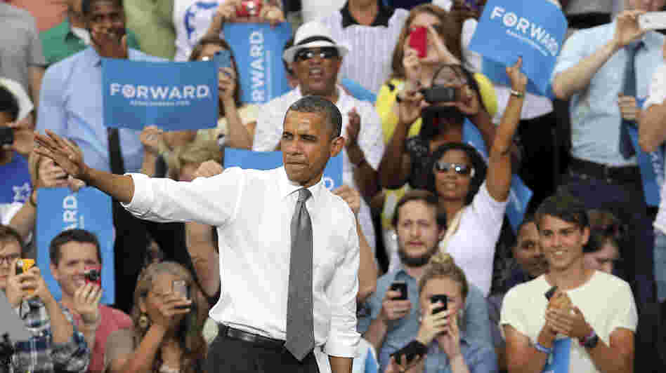 President Obama after speaking Monday in Columbus, Ohio.