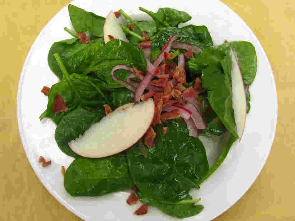 Spinach, Apple, Pickled Onion And Bacon Salad With Cider Vinaigrette