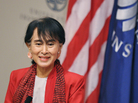 Myanmar's Member of Parliament and democracy icon Aung San Suu Kyi speaks at the United States Institute of Peace in Washington, DC. The Nobel Peace Prize laureate is making her first visit to the U.S. in twenty years. Myanmar's Member of Parliament and democracy icon Aung San Suu Kyi speaks at the United States Institute of Peace in Washington, DC. The Nobel Peace Prize laureate is making her first visit to the U.S. in twenty years.