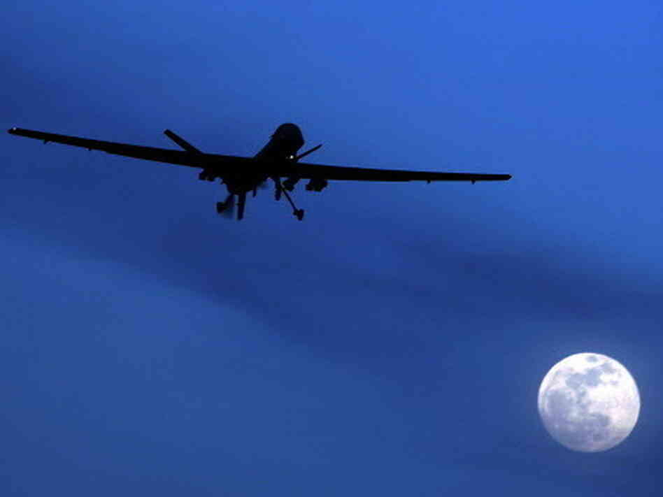 A U.S. Predator drone flies through the night sky over Kandahar Air Field in Afghanistan. Drone strikes ordered by the Obama administration have killed more than a dozen al-Qaida leaders around the world. A U.S. Predator drone flies through the night sky over Kandahar Air Field in Afghanistan. Drone strikes ordered by the Obama administration have killed more than a dozen al-Qaida leaders around the world.