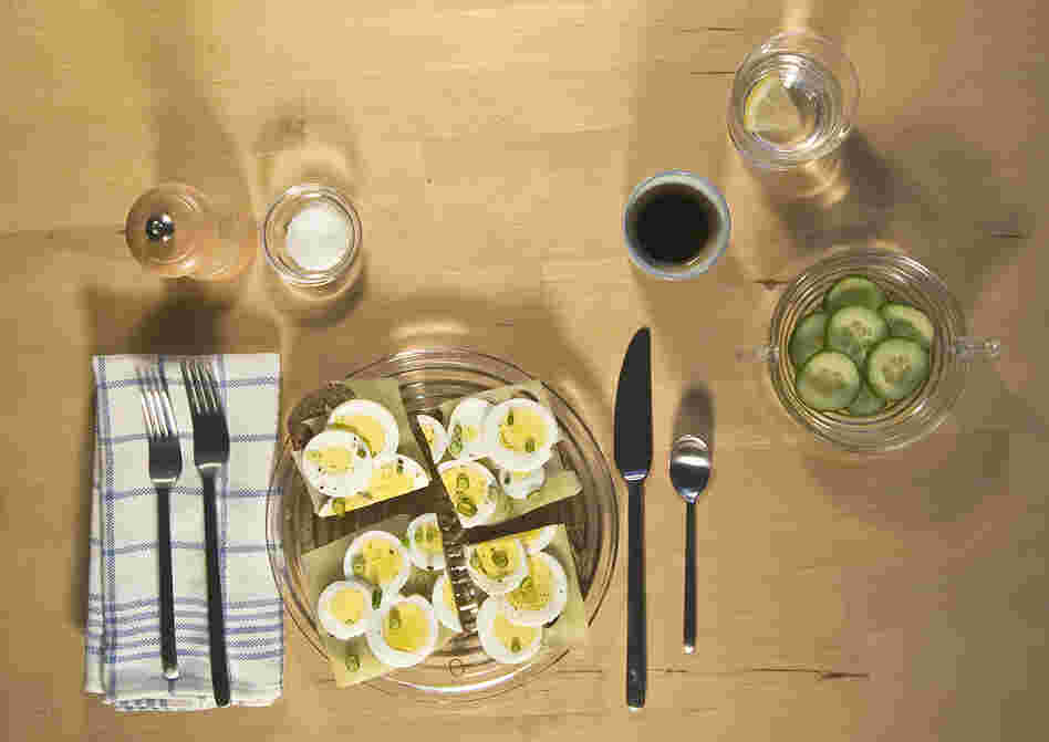 "Then he made himself lunch, which consisted of coffee and open sandwiches, and sat in the garden, where he was typing up the notes of his conversation with Pastor Falk." (The Girl With the Dragon Tattoo)