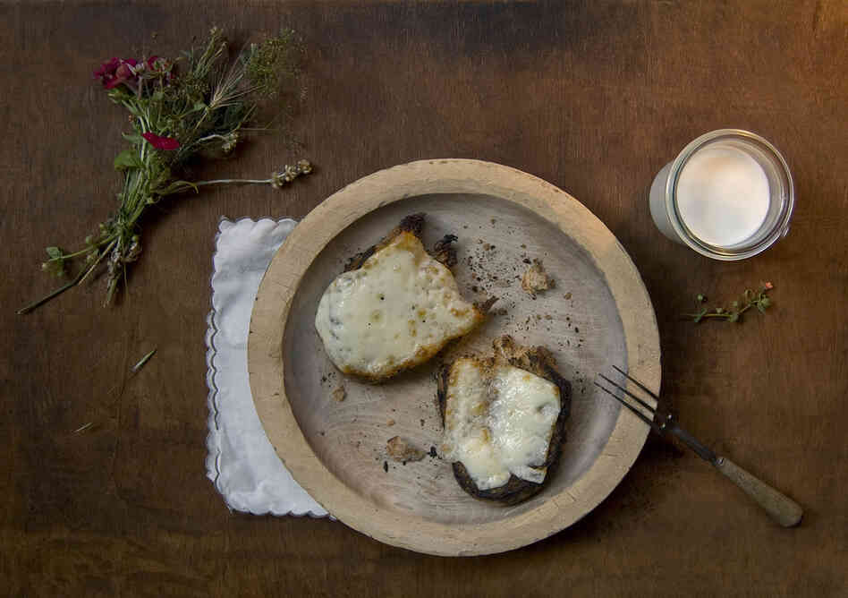 "The kettle soon began to boil, and meanwhile the old man held a large piece of cheese on a long iron fork over the fire, turning it round and round till it was toasted a nice golden yellow color on each side." (Heidi)