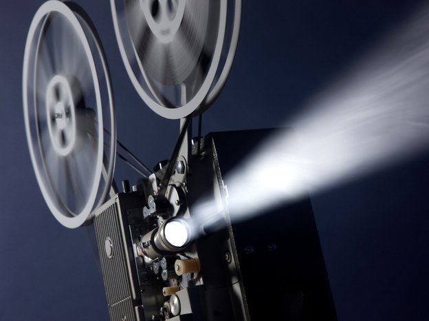 A film projected on a traditional projector.