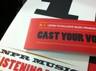 Voting cards at the All Songs Listening Party. Voting cards at the All Songs Listening Party.