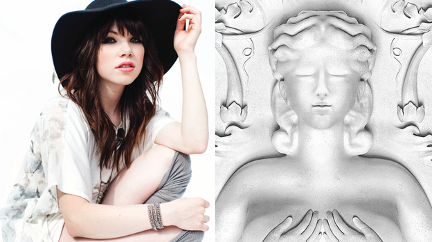 Carly Rae Jepsen and the cover of Kanye West's latest album, Cruel Summer.
