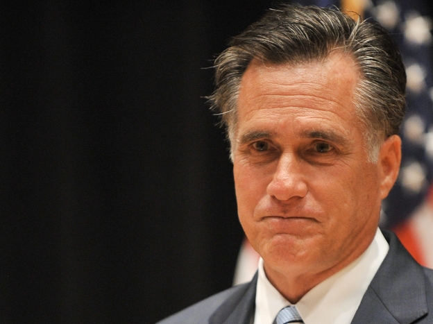 Republican presidential candidate Mitt Romney speaks to the press in Costa Mesa, California, on September 17, 2012.