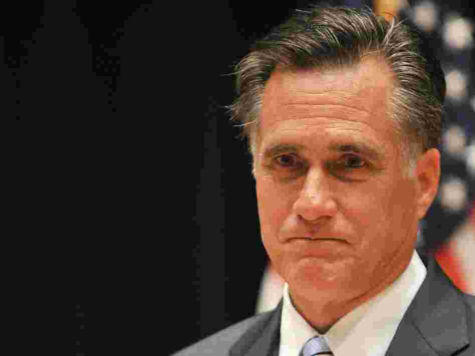 Republican presidential candidate Mitt Romney speaks to the press in Costa Mesa, California, on September 17, 2012.