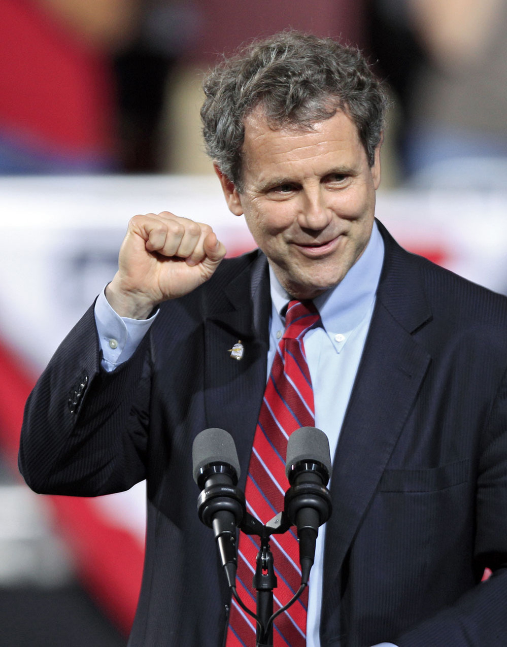 Sen. Sherrod Brown speaks before a campaign rally for President Obama at Ohio State University in Columbus on May 5.