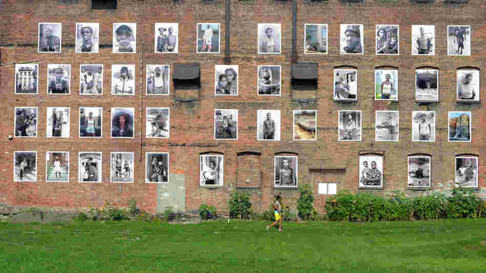 Kasterine's photographs are seen on the wall of of the Ritz Theater in Newburgh, N.Y.