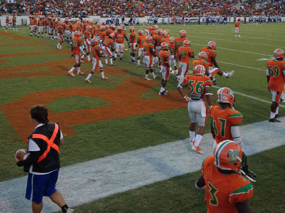 Florida A&M University just played its first home game of the season without its famous marching band. Instead, Atlanta rapper Future performed from one end zone. Florida A&M University just played its first home game of the season without its famous marching band. Instead, Atlanta rapper Future performed from one end zone.