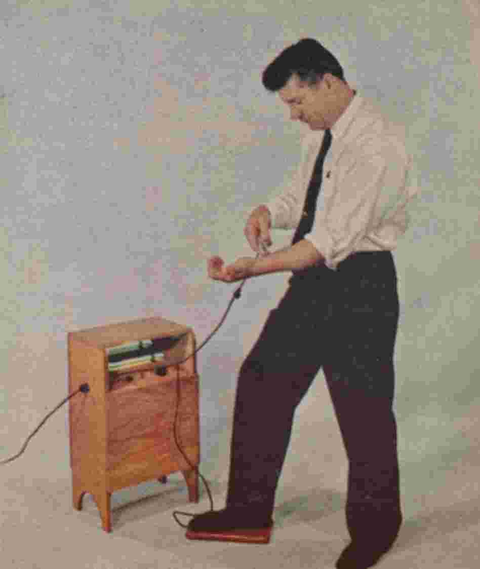 The Magnetron. Osteopath Peter D. Pauls claimed that by placing one foot on a red pad and one hand on a metal tube, patients could be treated for conditions ranging from rheumatoid arthritis to diabetes.