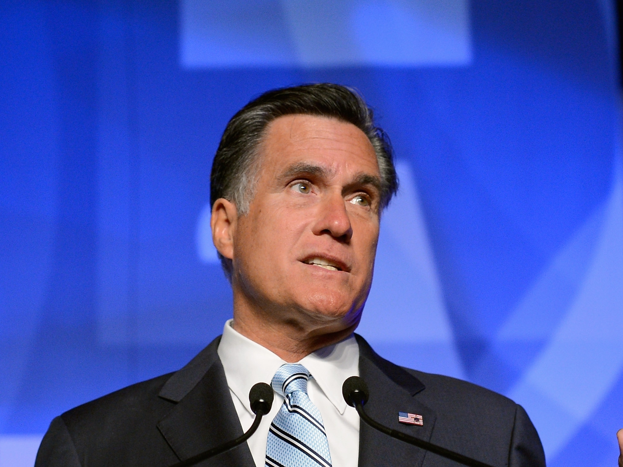 Republican presidential candidate Mitt Romney addresses the U.S. Hispanic Chamber of Commerce's 33rd annual national convention on September 17, 2012.