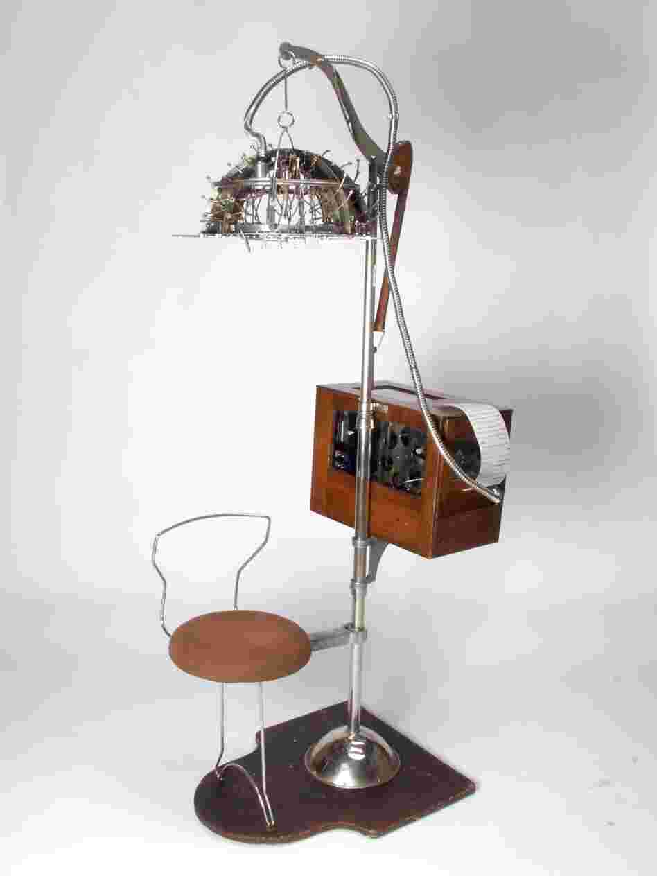 The Psychograph. It looks like something you'd find in your grandmother's hair salon, but this machine supposedly read the bumps on a person's head to measure personality traits.
