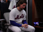 Pitcher R.A. Dickey sits in the Mets' locker room in the film Knuckleball! Pitcher R.A. Dickey sits in the Mets' locker room in the film Knuckleball!