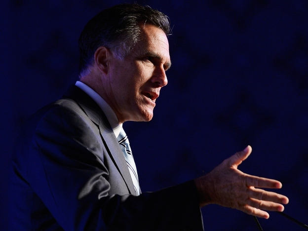 Republican presidential candidate Mitt Romney addresses the U.S. Hispanic Chamber of Commerce's 33rd annual national convention on September 17, 2012 in Los Angeles.