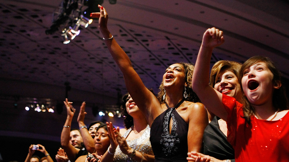 Four years ago, then-presidential candidate Barack Obama was greeted warmly at the Congressional Hispanic Caucus Institute's awards gala in Washington, D.C. Polls show Obama retains strong Hispanic support this year, but also that many who are eligible don't plan to vote.