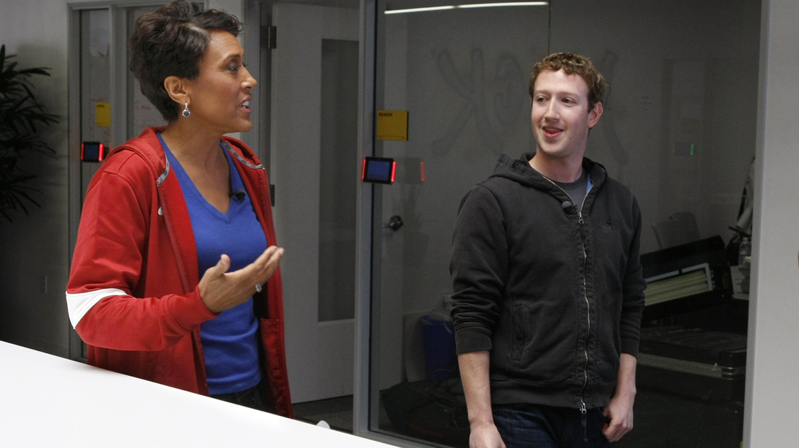 ABC's Robin Roberts, host of Good Morning America, (left) talks with Mark Zuckerberg, the founder and CEO of Facebook, in late April about the social network's push to get users to enroll as organ donors. This week Roberts is expected to receive a bone marrow transplant to treat  myelodysplastic syndrome.