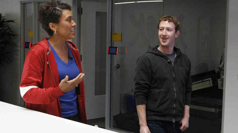 ABC's Robin Roberts, host of Good Morning America, (left) talks with Mark Zuckerberg, the founder and CEO of Facebook, in late April about the social network's push to get users to enroll as organ donors. This week Roberts is expected to receive a bone marrow transplant to treat  myelodysplastic syndrome.