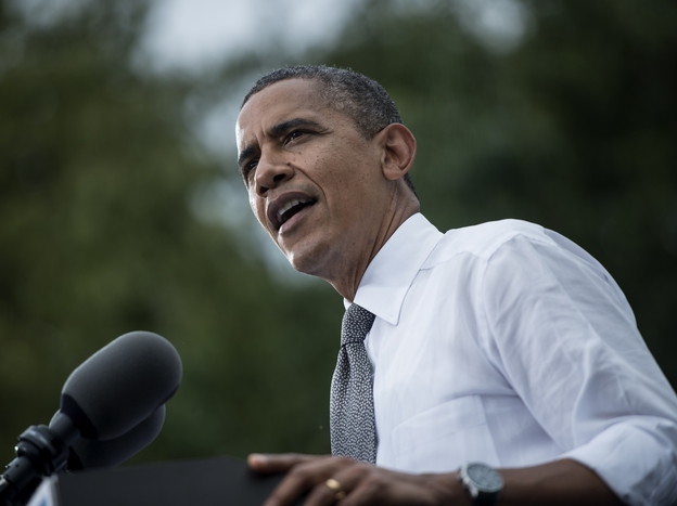 Barack Obama speaks during a campaign event at Schiller Park September 17, 2012 in Columbus, Ohio.