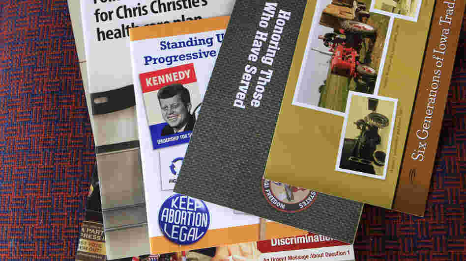 A collection of political direct-mail pamphlets produced by the Mammen Group.