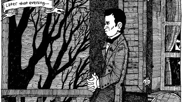 Porch Ponderin'. From The Hypo: The Melancholic Young Lincoln © 2012 Noah Van Sciver