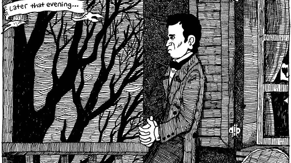 Porch Ponderin'. From The Hypo: The Melancholic Young Lincoln © 2012 Noah Van Sciver
