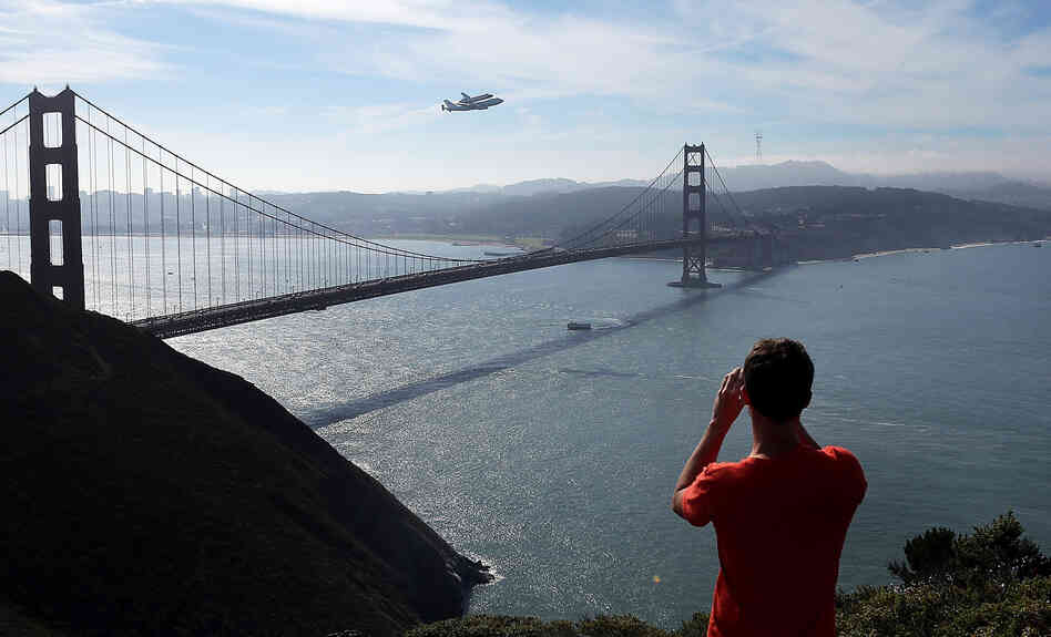 Endeavour passed by the Golden Gate Bridge today.