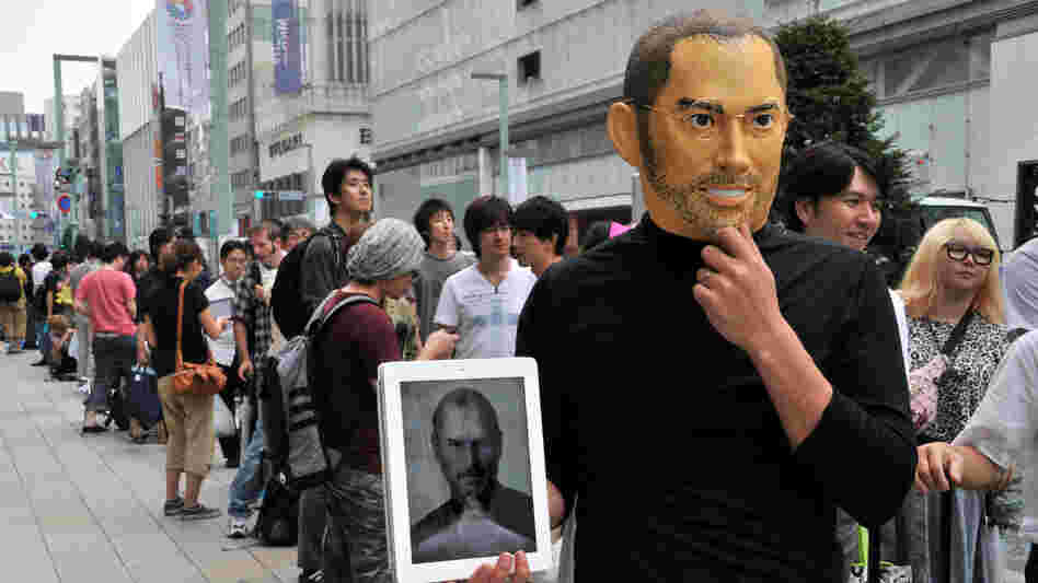 In Tokyo today, a customer on line for the iPhone 5 was wearing a Steve Jobs mask.