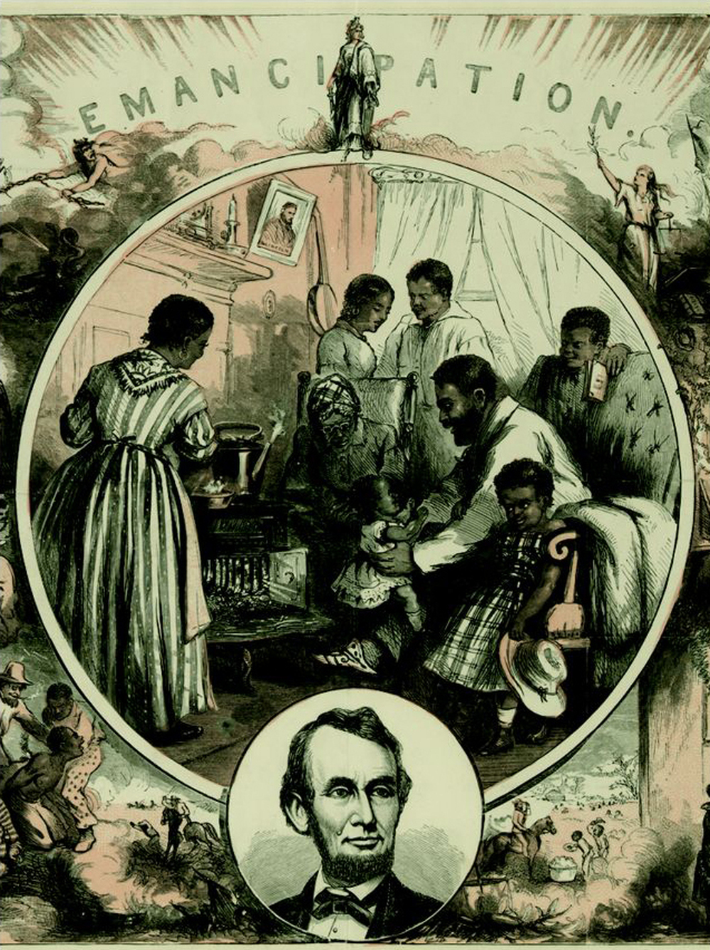 Emancipation, a wood engraving by Thomas Nast in 1865. The official Emancipation Proclamation was signed in 1863.