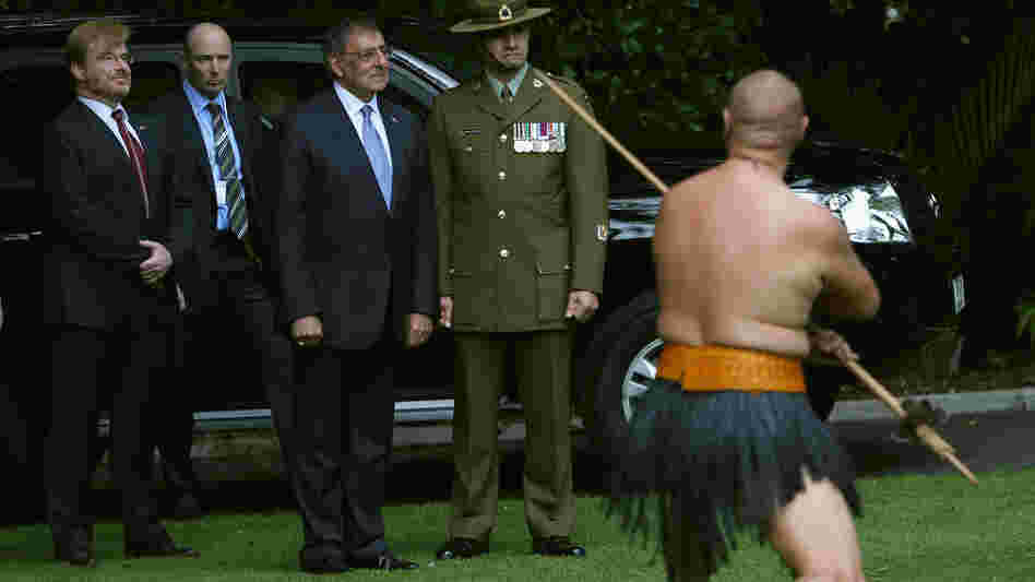 U.S. Secretary of Defense Leon Panetta is given a traditional Maori welcome onto the grounds of the Government House on Friday in Auckland, New Zealand.