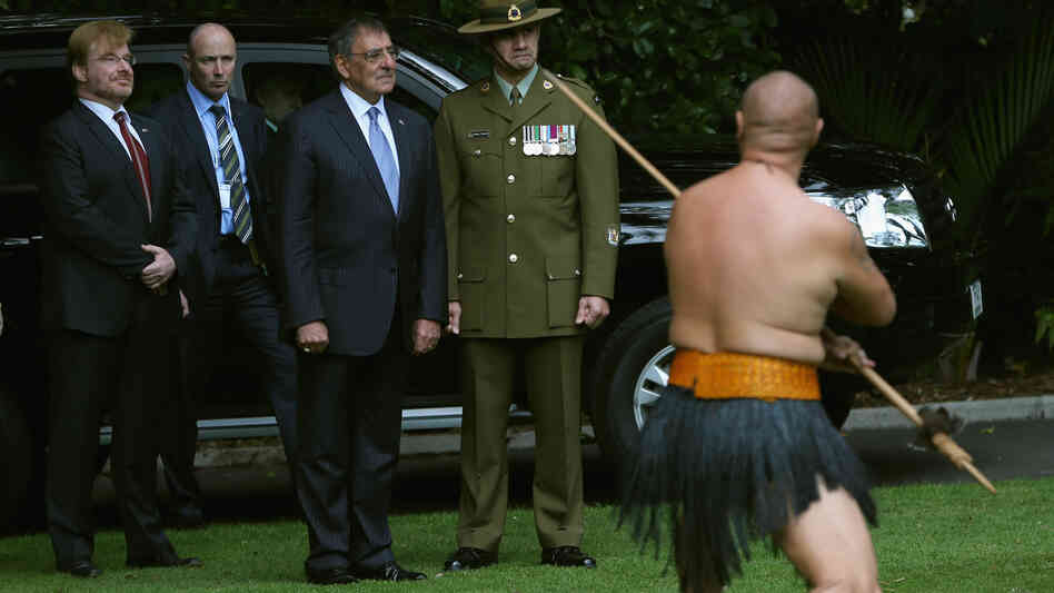 U.S. Secretary of Defense Leon Panetta is given a traditional Maori welcome onto the grounds of the Government House on Friday in Auckland, New Zealand.