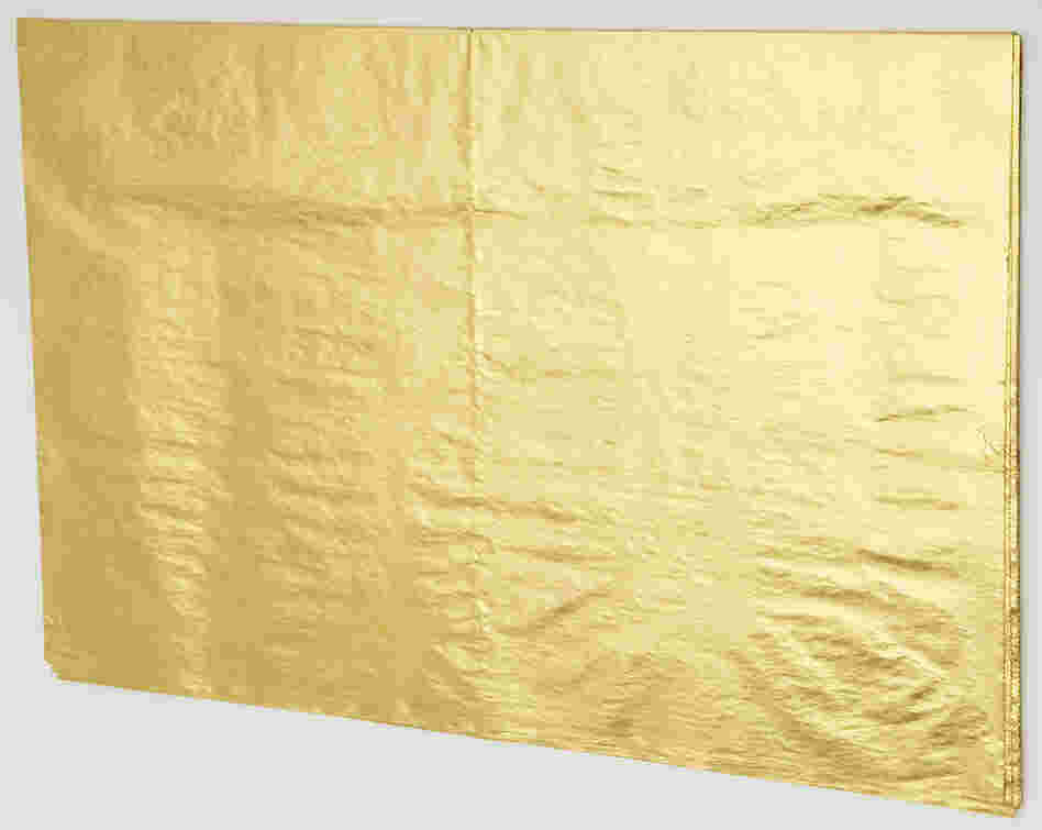 In The Good News, Jim Hodges covers the Aug. 6, 2008, edition of a newspaper published in Amman, Jordan, in 24-carat gold.