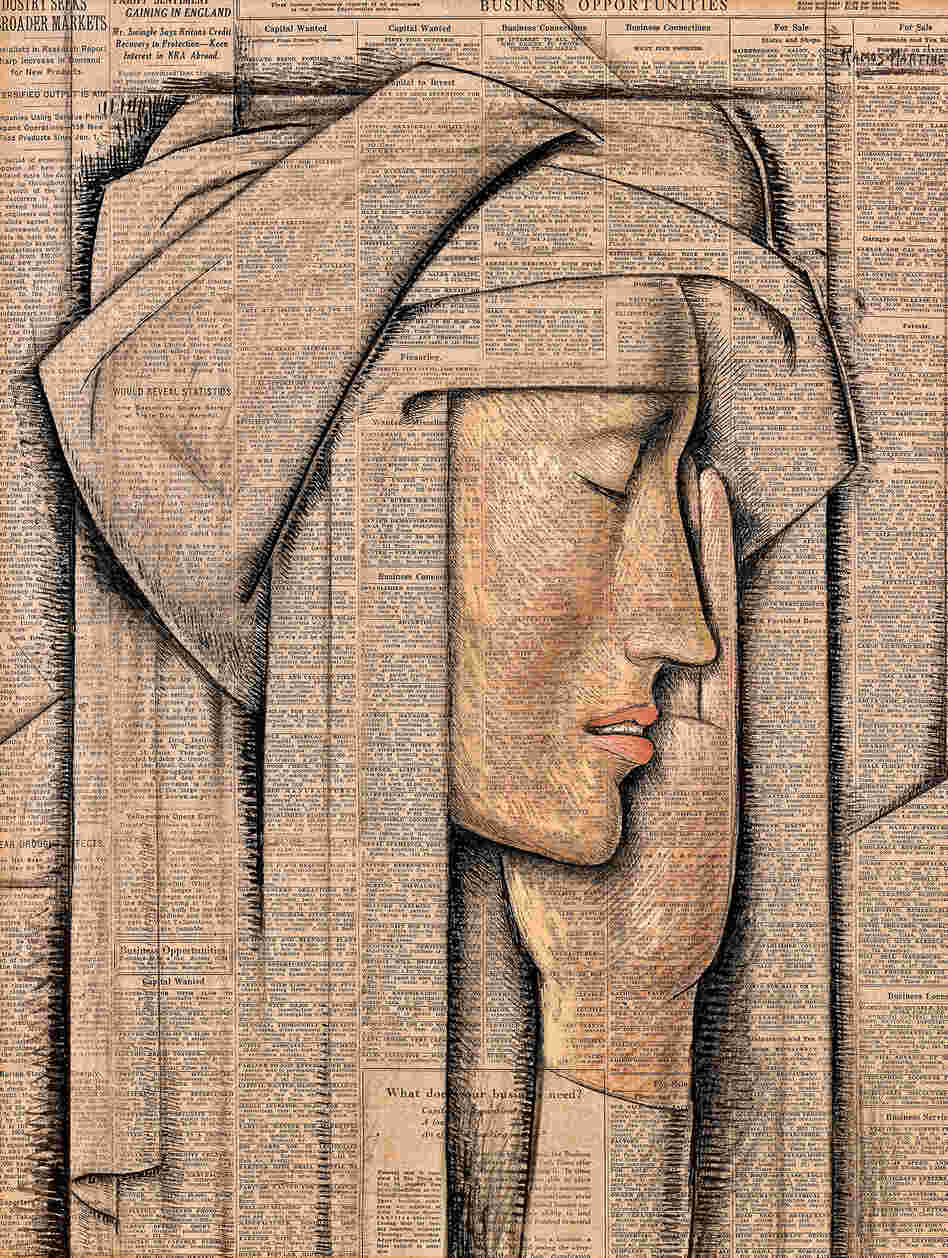 Alfredo Ramos Martinez painted Head of a Nun, tempera on newspaper, in 1934.