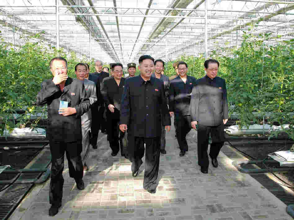 North Korean leader Kim Jong Un (center) visits the Pyongyang Vegetable Science Institute in the country's capital in this undated picture released by North Korea's official Korean Central News Agency (KCNA) via the Korean News Service on Sept. 22.
