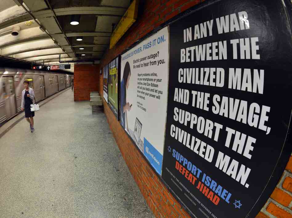 Ads condemning radical Islam went up in the New York City subway system today. The transit authority posted them after losing a legal battle with the ads' sponsor.