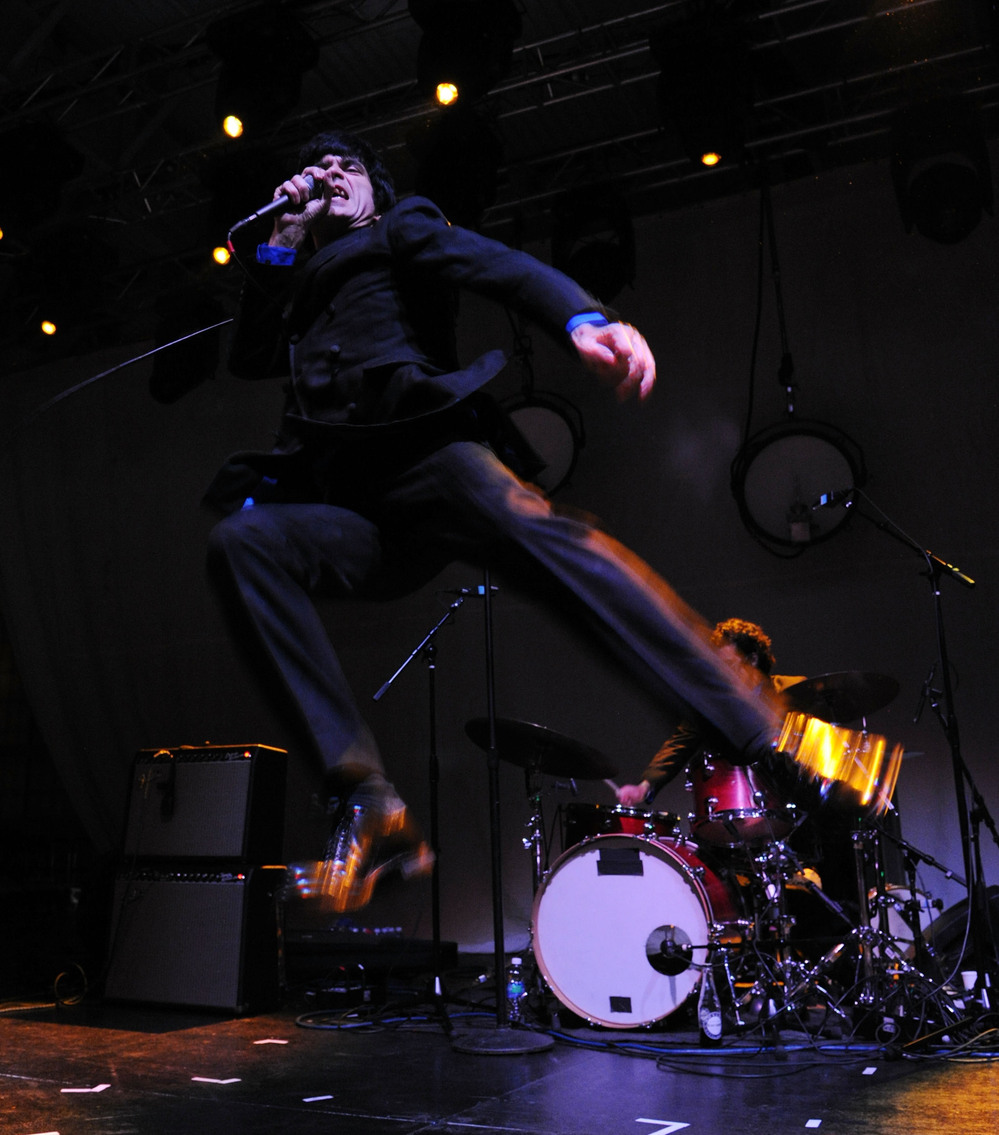 Singer Ian Svenonius of The Make-Up performs All Tomorrow's Parties Festival on September 23, 2012 in New York City.