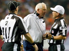 Denver Broncos Coach John Fox yells at field judge Jimmy Buchanan during the Broncos' game against Atlanta Monday. Referring to the game, the NFL insisted that players and coaches give replacement referees, and the game, more respect. Denver Broncos Coach John Fox yells at field judge Jimmy Buchanan during the Broncos' game against Atlanta Monday. Referring to the game, the NFL insisted that players and coaches give replacement referees, and the game, more respect.