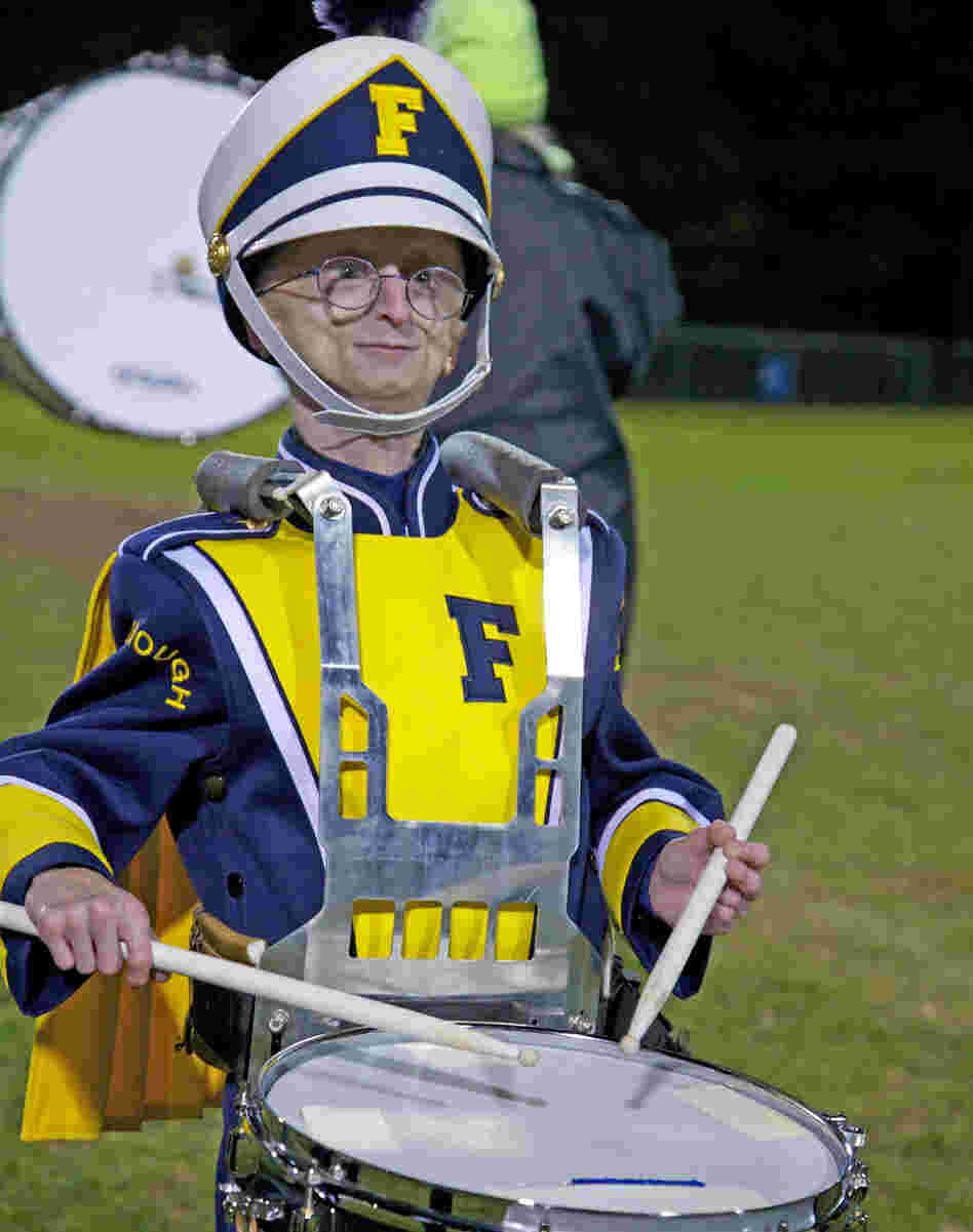 Sam Berns, 15, who has the very rare premature-aging disease progeria, plays the drums in his high school's marching band.