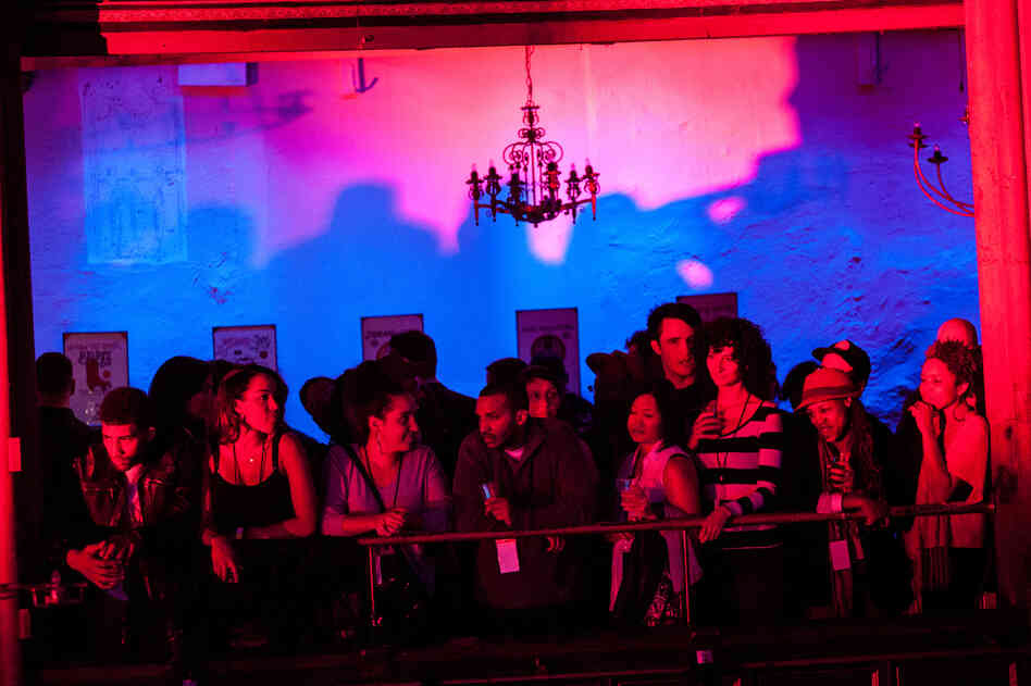 Audience members on the second-floor-balcony of the synagogue.