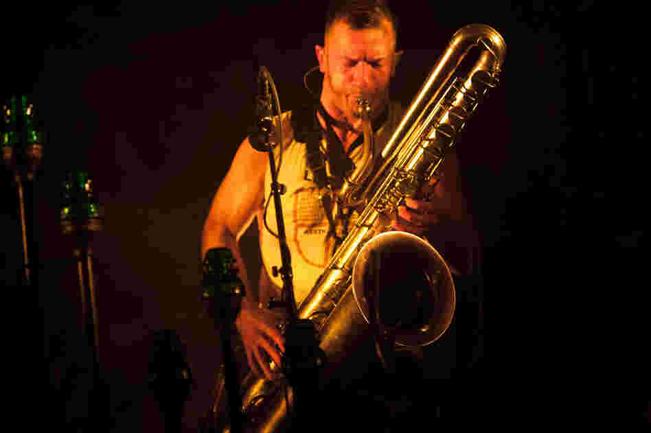 Colin Stetson played baritone saxophone, alto saxophone and clarinet for Bon Iver.